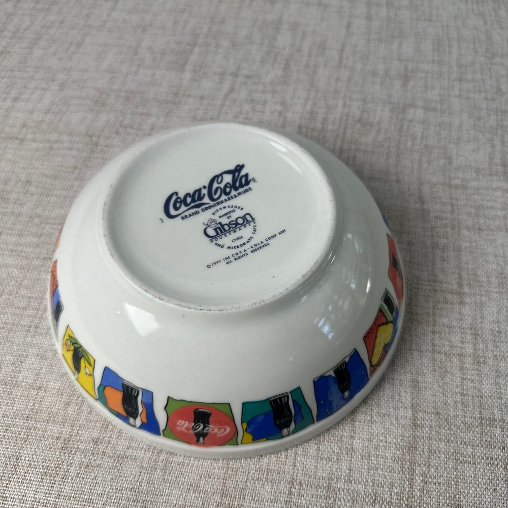 Vintage 1999 Coca Cola Gibson 7" Bowl Colorful Coke Dinnerware - Picture 5 of 8